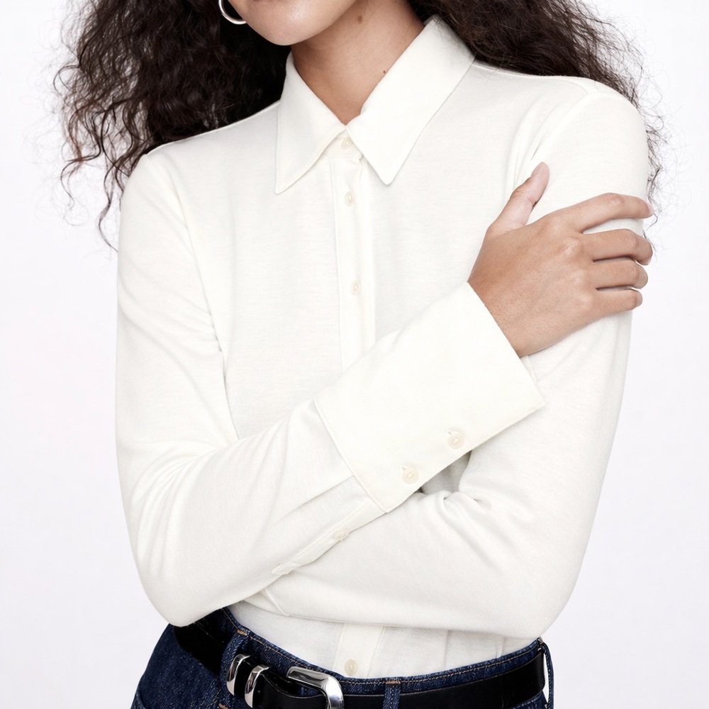 Essential Long-Sleeve White Polo I Banana Republic Brand New with Tags Size XXS
